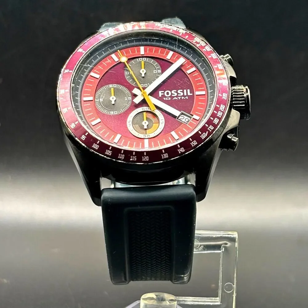 Fossil Decker CH2876 Chronograph Red Dial Silicone Men’s Watch 43mm